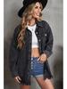 Women's Autumn/Winter Washed Denim Jacket - Loose Fit, Versatile, Single-Breasted, Long-Sleeved Top