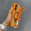 Wrist Strap Matte Clear Magnetic For Magsafe Holder Stand Case For iPhone16 15 11 12 13 14 16 Pro Max Plus With Lens Glass Cover