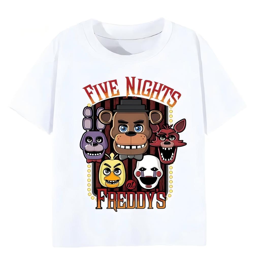 T-shirt stampata 2026 per bambini casual sportiva FNAF At Freddys t-shirt a maniche corte per ragazze e ragazzi