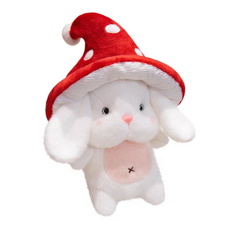 Cute Mushroom Bunny Plush Toy, Girl's Sleeping Hug Pillow, Birthday Gift, Red/Brown, 25/35/45cm