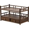 Guanlan Walnut Wood Tea Table with Double Drawer and Display Shelves for Tea Pot and Cup Storage