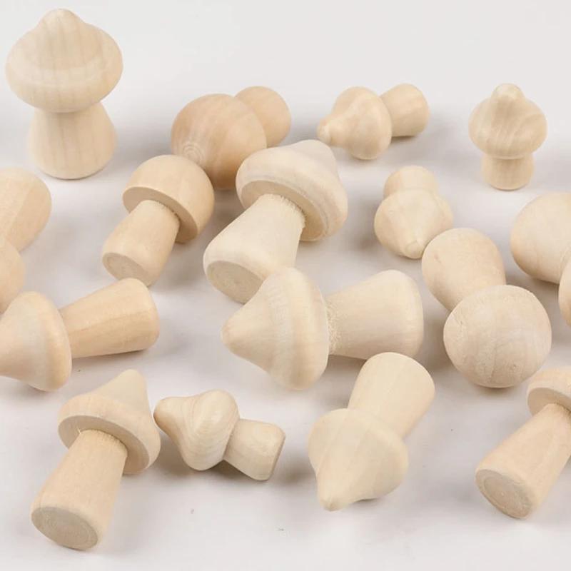 Miniature Wooden Mushroom Scale Model Ornaments Mini Wood Mushroom Simulation Models DIY Desktop Decor Home Crafts