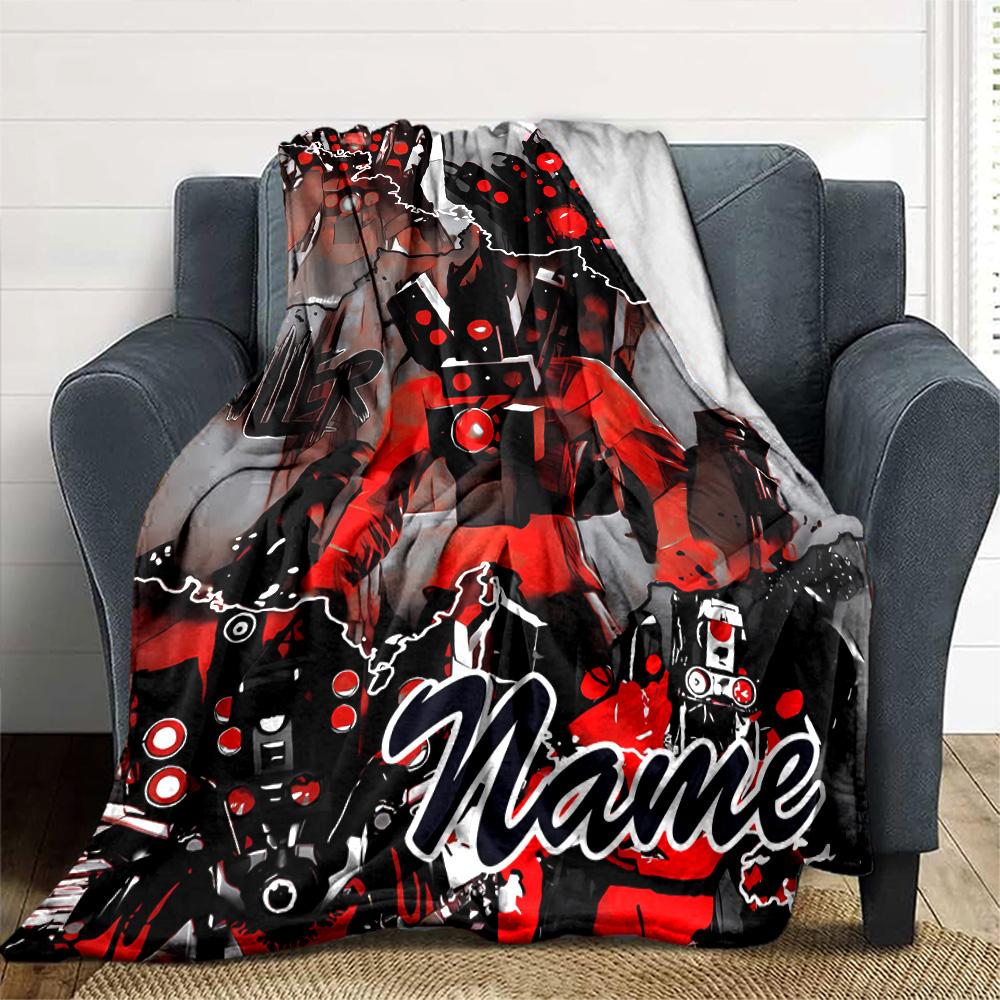 Customizable Skibidi Toilet Multiverse1 Throw Blanket – Personalized Name, All-Season Cozy Snug Blanket, Machine Washable, Personalized Blanket
