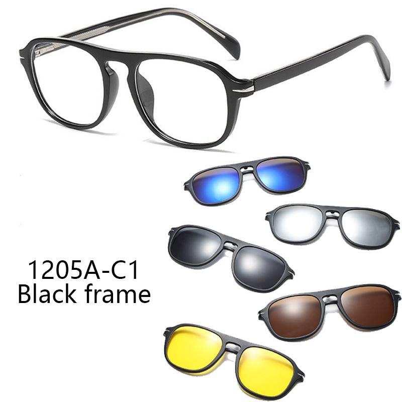TR90 Magnetic Snap-on Frame Retro Insert Sunglasses Clip-on Style With Lens Nearsightedness Glasses SHOW AS PICTURE