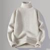 Men's High Neck Thick Knit Sweater - Trendy Autumn/Winter Solid Color Base Layer