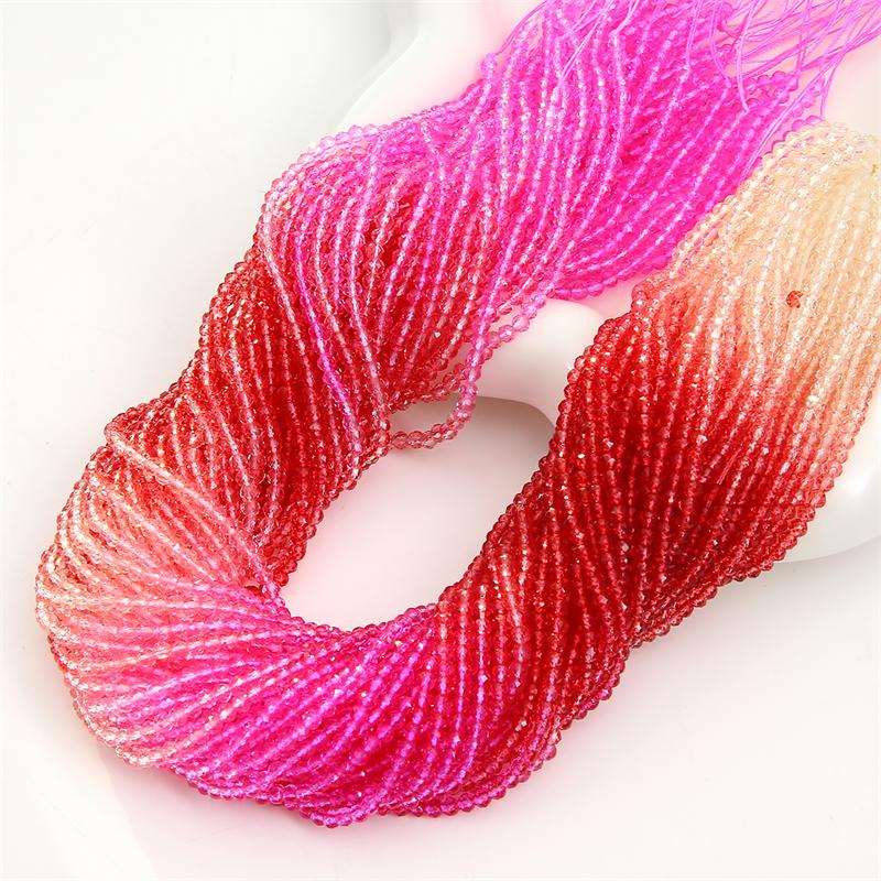 

50 шт. Кришталевих скляних кульок із градієнтним різнокольоровим розпірним шариком для виготовлення ювелірних виробів фуксія