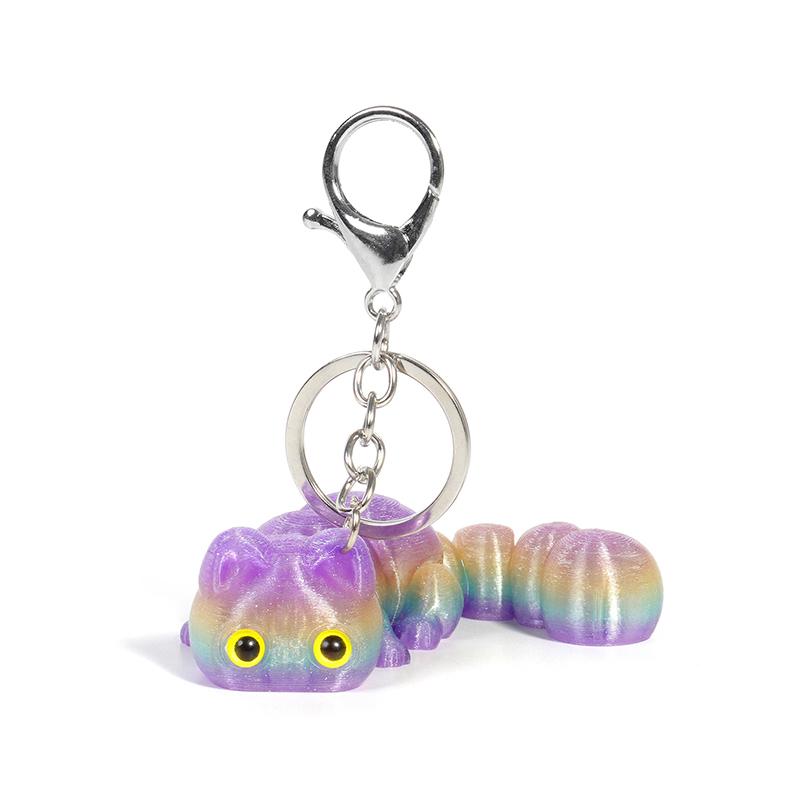 3D Printed Articulated Lucky Cat Keychain Cartoon Multi-Color Movable Key Ring Backpack Decoration Accessories Birthday Gifts