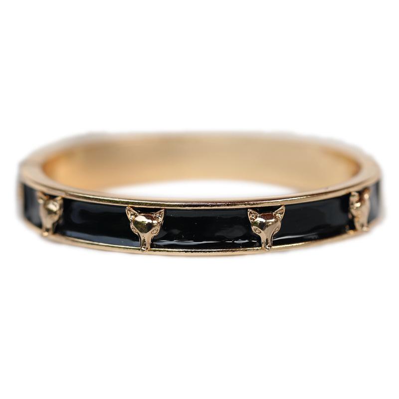 Stilig armbånd med revehode i svart emalje - Lett å bære armring