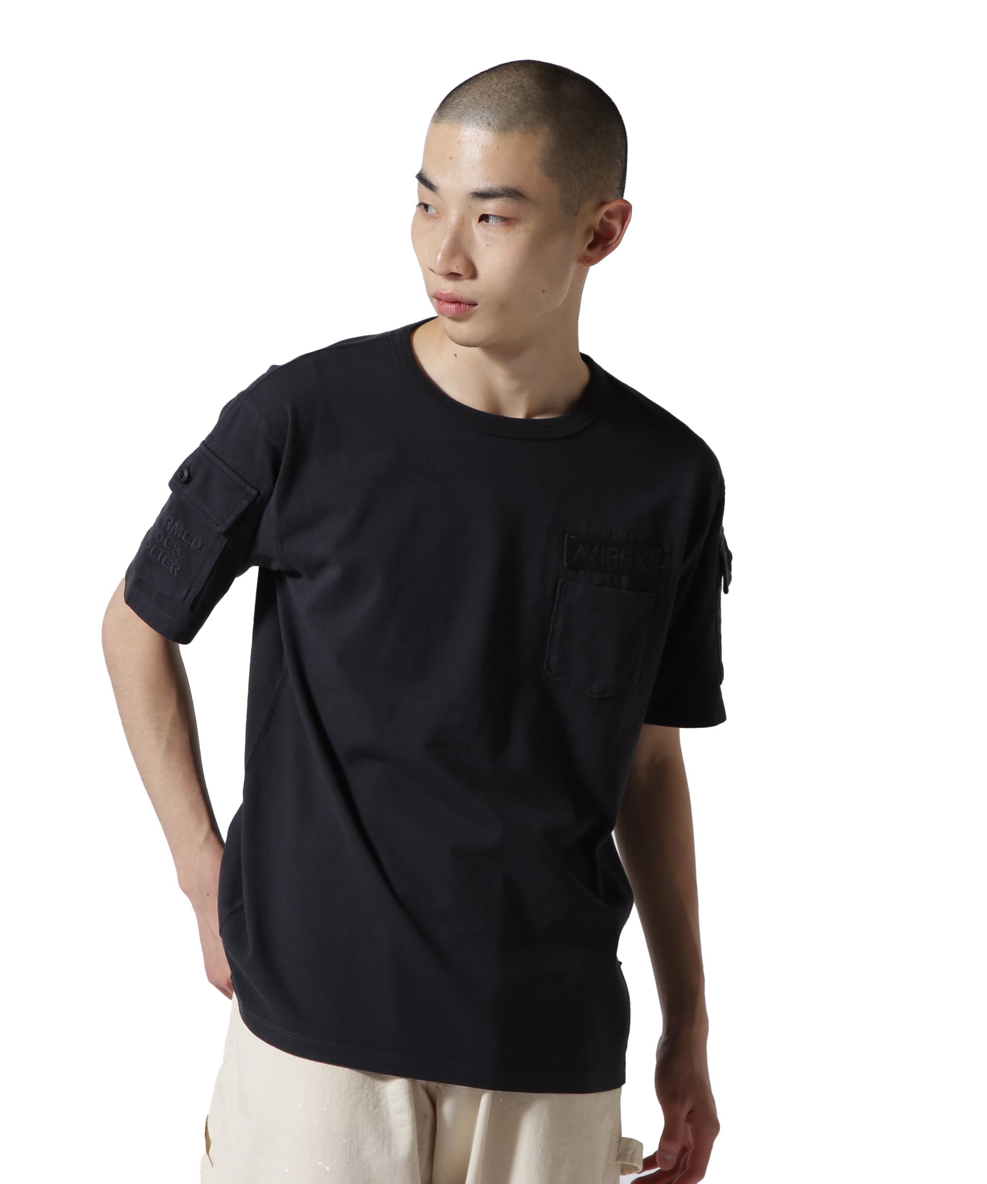 

AVIREX GARMENT DYE FATIGUE T-SHIRT(WEB&DEPOT Exclusive) M 010 black 783-3934026 чорний