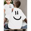 Tallas europeas Moda de verano para niños Camiseta de manga corta "Happy Mood" Estampado a doble cara Informal para exteriores