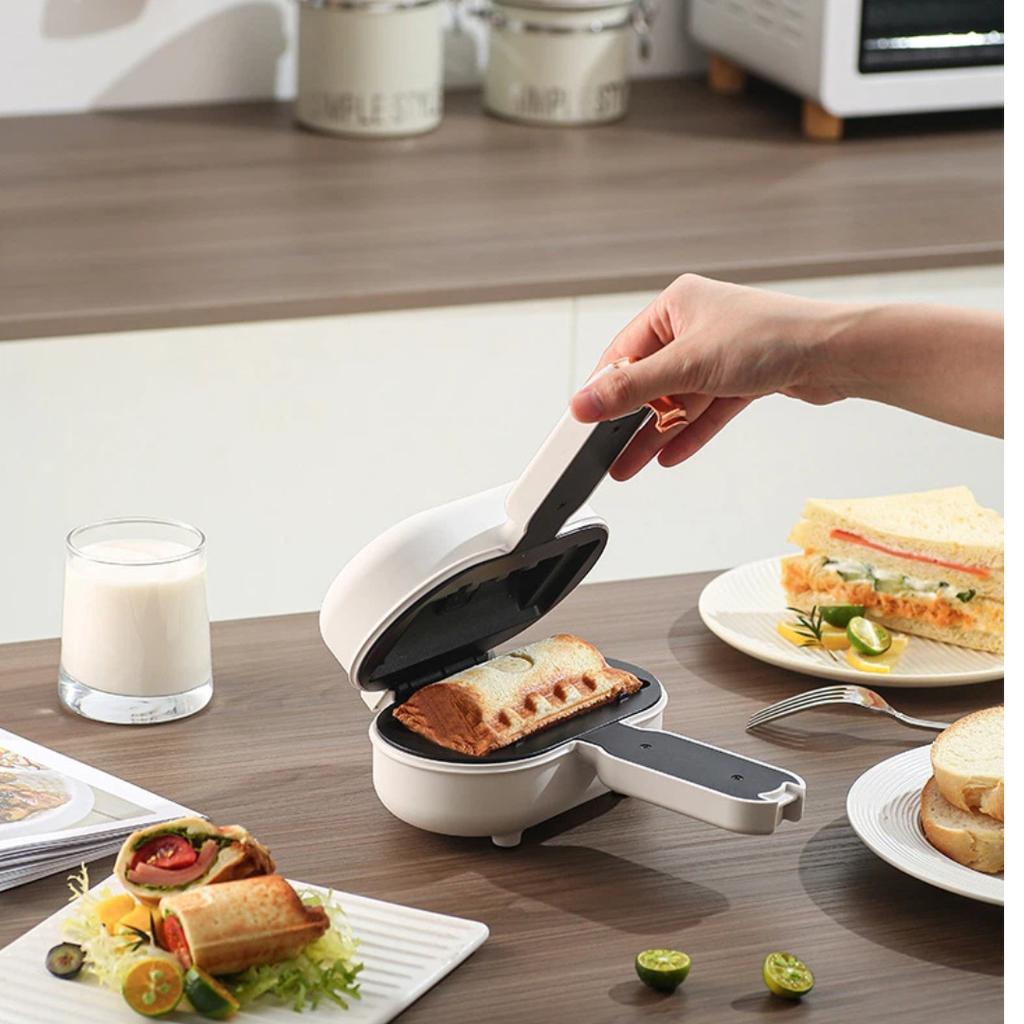 Compact Multifunctional Breakfast Maker, Mini Sandwich Panini Toast Grill Hot Dog Machine for Kitchen