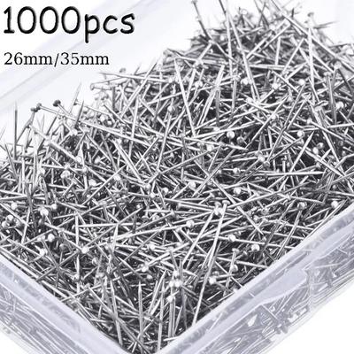 1000 KS 26/35 mm Nerezové Šijacie Špendlíky Krajčírske Rovné Šijacie Špendlíky Jemné Špendlíky so Saténovou Hlavičkou Šperkárske Výroba Šijacích Nástrojov