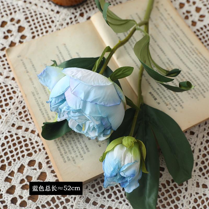 Retro home simulation 2 heads burnt edge peony peony fake flower