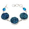 Pulsera de Plata de Ley 925 con Piedra Preciosa Topacio Azul y Druzy de Titanio 7-8" d9B65