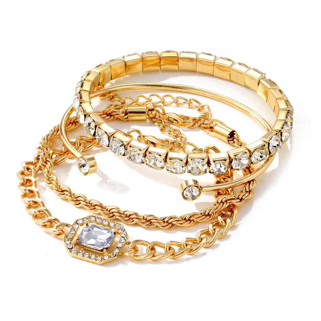 Accessories, Retro Imitation Pearl Chain Beaded Bracelet, Simple Alloy Love Rhinestone Versatile Bracelet
