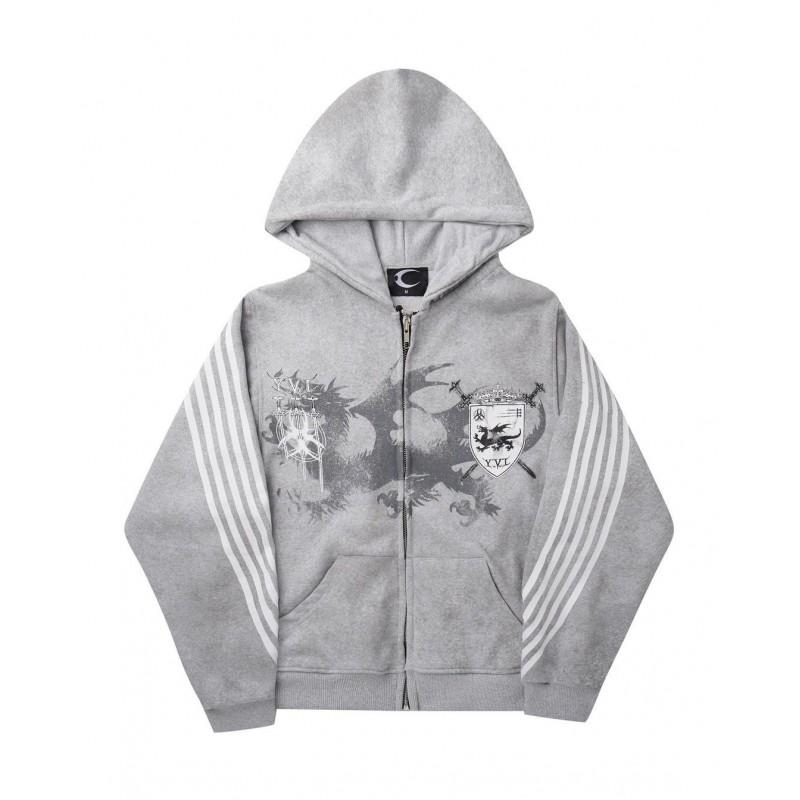 Unisex Streetwear Hooded Zip-Up Sweatshirt Casual Pullover Men Women 2026 Trendy Graphic Print Long Sleeve
