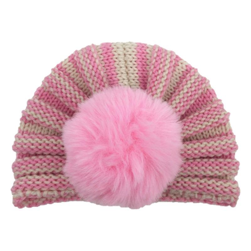 New Baby Wool Hat, Cute Warm Hairball Children's Hat, Autumn and Winter Baby Fontanelle Knitted Hat