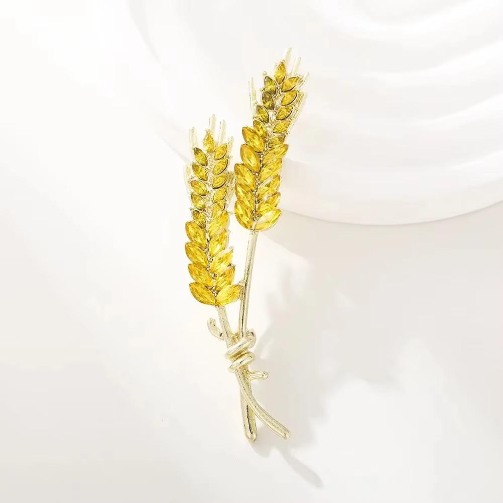 Classic Wheat Sheaf Cubic Zirconia Broochs For Women Men Gold Metal Crystal Plant Brooch Party Daily Zircon