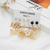 6 Pieces / Set Gold Silver Elegant Heart Crystal Temperament Elegant Earrings Suitable for Women's Party Jewelry