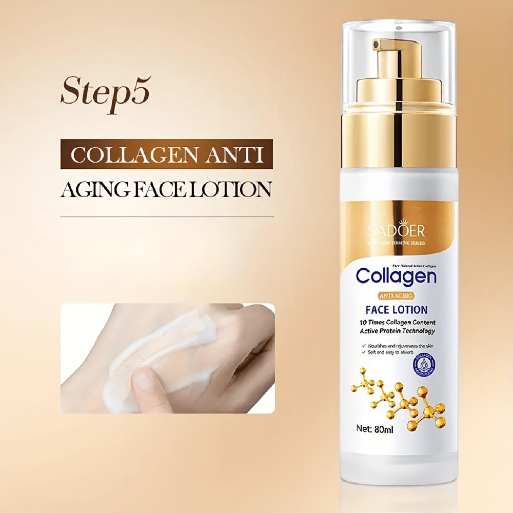 Collagen Face Cream Skin Repair Damaged Moisturizing Face Toner Lotion Eye Cream Firming Lifting Brighten for Face Skin Care Set