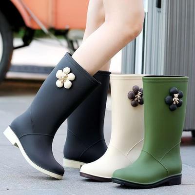 Fashion New Women's Rain Shoes High Tube Non-slip Rain Boots Long Tube Outer Wear Water Boots Fashionable Versatile Rubber Shoes