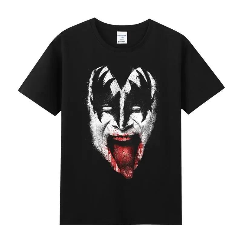 Kiss Rock Metal Band T-shirt Printed Cotton Round Neck Short Sleeve Men's and Women's Fashion Street Pop Fried Street T-shirt