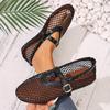Summer New Foreign Trade Plus Size Cutout Fishnet Sandals Women's Soft Sole Breathable Flat Single Shoes