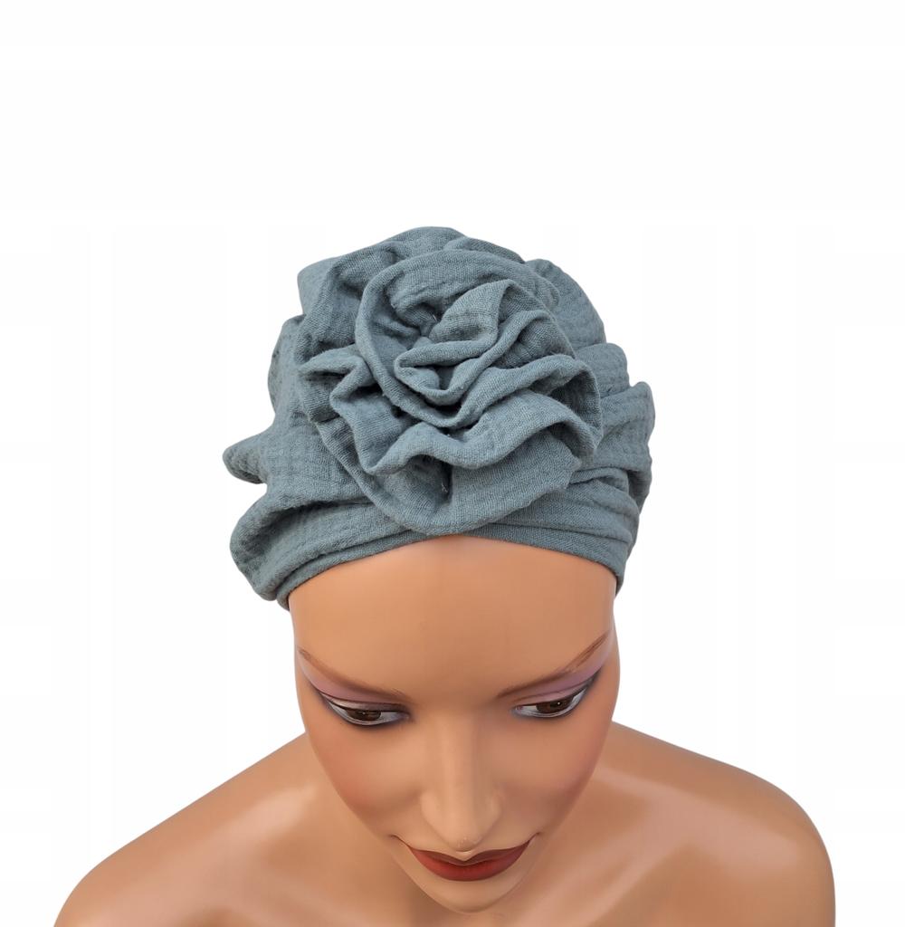 Classic Turban with Rose Mussa 022 Cotton Muslin Comfort and Style