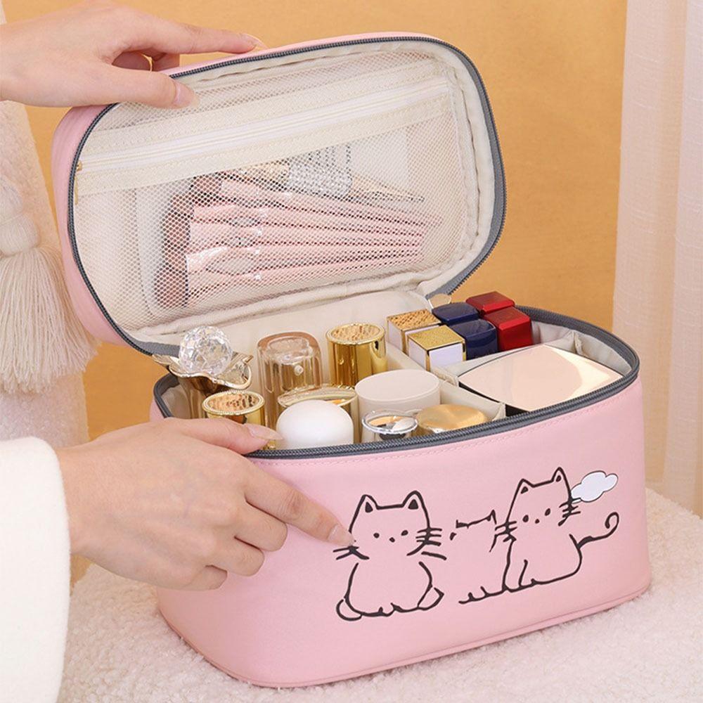 Portable Cosmetic Bags with Handle Toiletry Pouch Convenient Travel Makeup Bag Casual Shopping