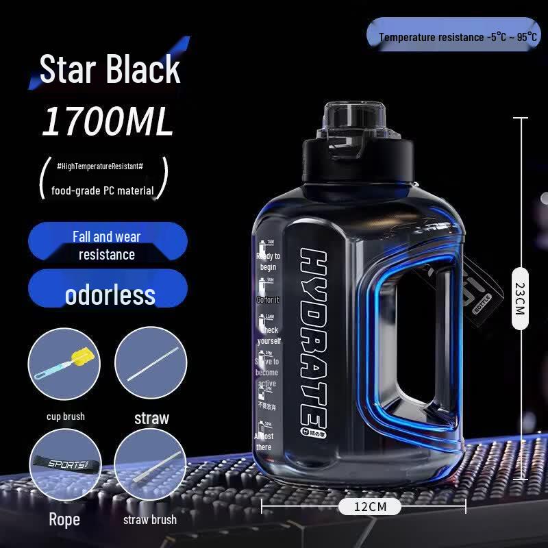 Large Capacity Sports Water Bottle with Straw