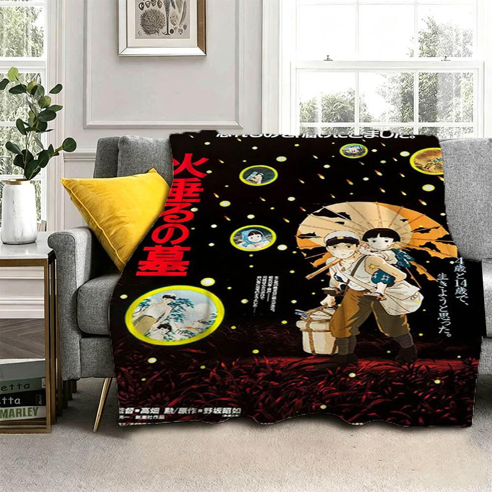 New G-Grave Cartoon F-Fireflies Movie 3D Flannel Blanket Soft Throw Blanket Art For Home Decor Bedroom Bed Sofa Picnic Fans Gift