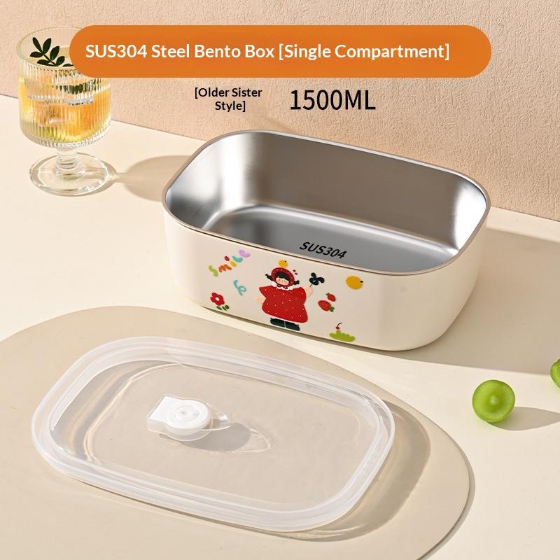 1Pcs Cartoon Pattern Heat Preservation Lunch Box Microwaveable Stainless Steel Partitioned Lunch Box For Student Office Use A4