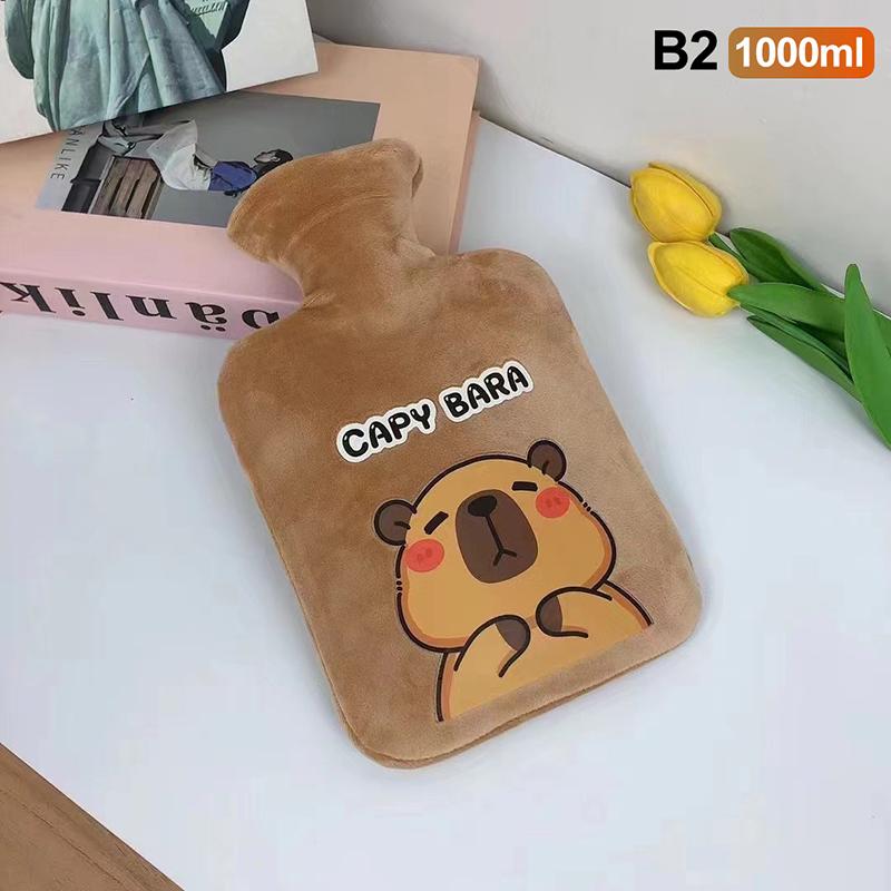 300/500/1000ml Niedliche Cartoon Capybara Heißwasserflasche Wasserfüllung Kleine Tragbare Studentenhandwärmer Niedlicher Weicher Warmwasserbeutel
