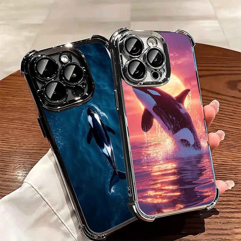 Orca Ocean Pattern Soft Phone Case For iPhone 15 16 17 Air 14 Pro Max 16E Plus 13 12 Mini Plating Anti-Fall Fundas