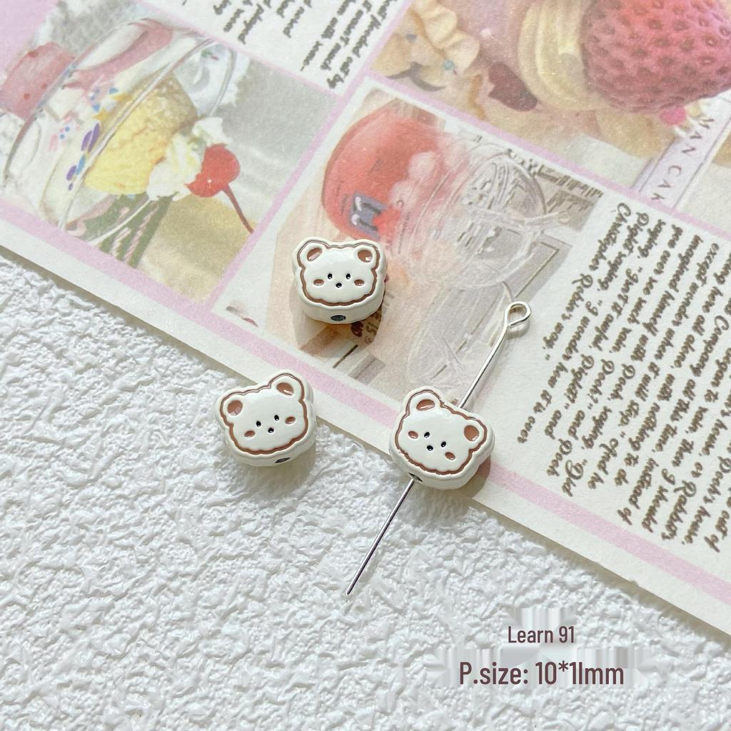 Pink White Bunny Bear Camera Cat Alloy Beaded Charm Bracelet/Necklace Accessories