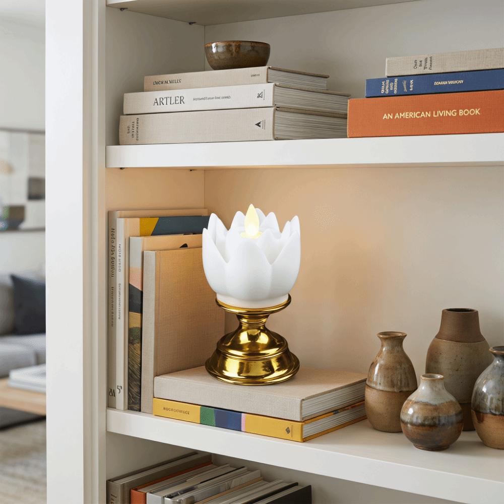 Plastic Battery Powered Flower Shaped LED Table Lamp  Room Corner Ambient Decorative Lighting