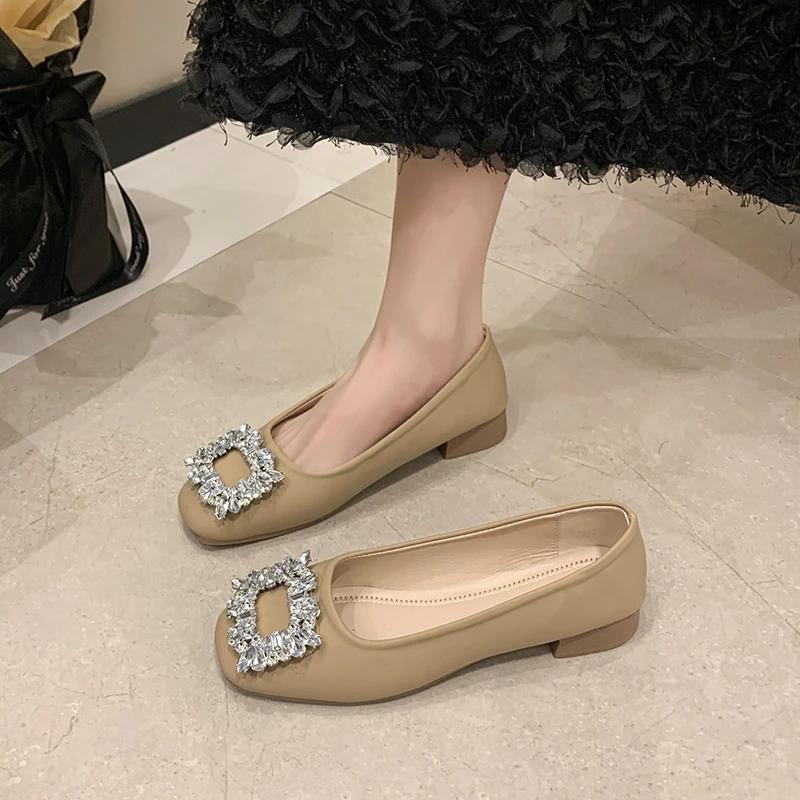 Fashion 2024 Hot Sale Ladies Shoes Shallow Women's Flats Fashion Crystal Daily Flats Women High Quality Round Toe Flat Low Heels Zapatos