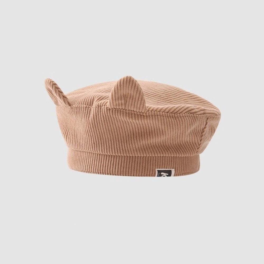Cute Baby Corduroy Beret Korean Duck Tongue Cap Lovely Cat Ear Beret  Kids
