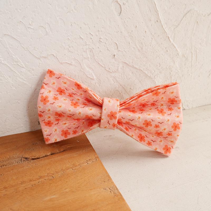 Pink Goose Flower Pet Collar with Bow Tie by MUTTCO - Teddy Creative Ornament M (11x6 CM)
