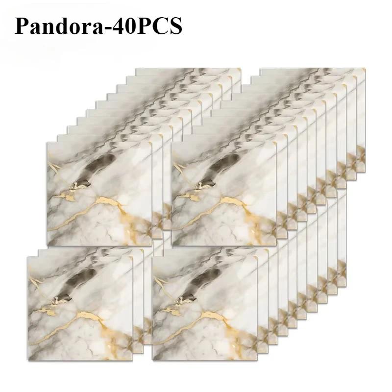 10/20/40PCS Simulated Thick Marble Tile Wall Sticker PVC Waterproof Self-adhesive Living Room Toilet Kitchen Home Floor Sticker