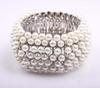 Exaggerated Pearl Metal Elastic Wide Bracelet Bracelet Female Big Brand Accessories
