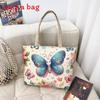 Ethnic Style Canvas Shoulder Bag With Bright Print For Daily Use