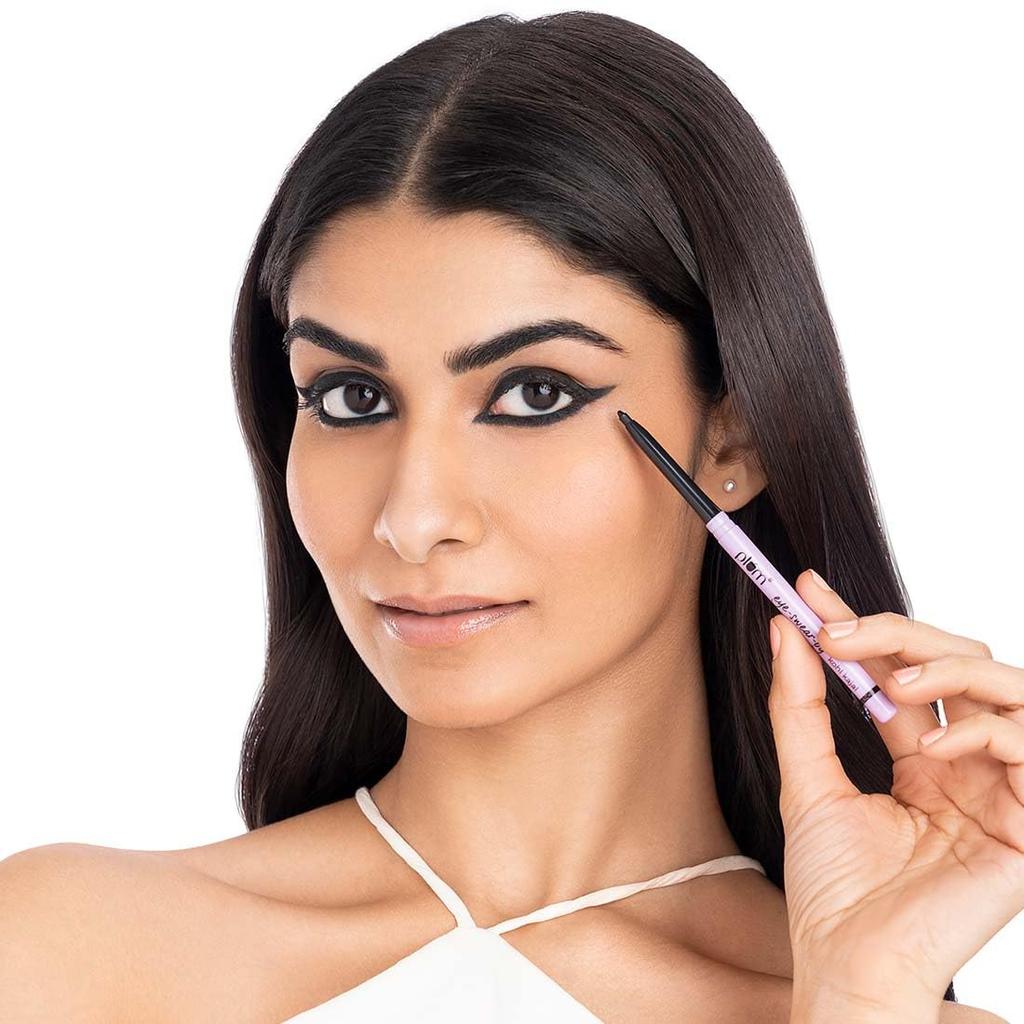 Plum Eye-Swear-By Kohl Kajal Combo Set of 2 Deep Black Smudge-Proof Waterproof Retractable Vegan Pencil