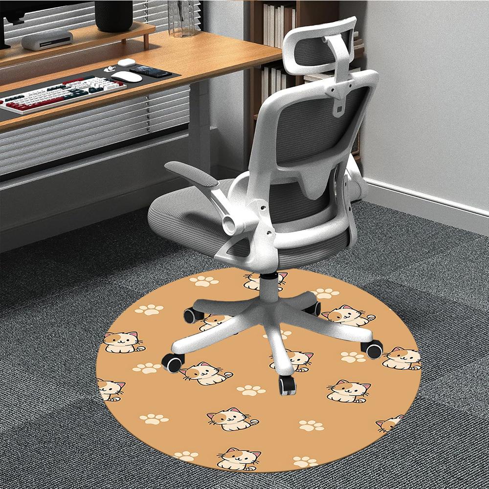 

1pc Cats Paws Office Round Area Rug, Under Office Chairs Bedroom Living Room Home Decor, Room Deco 80cm