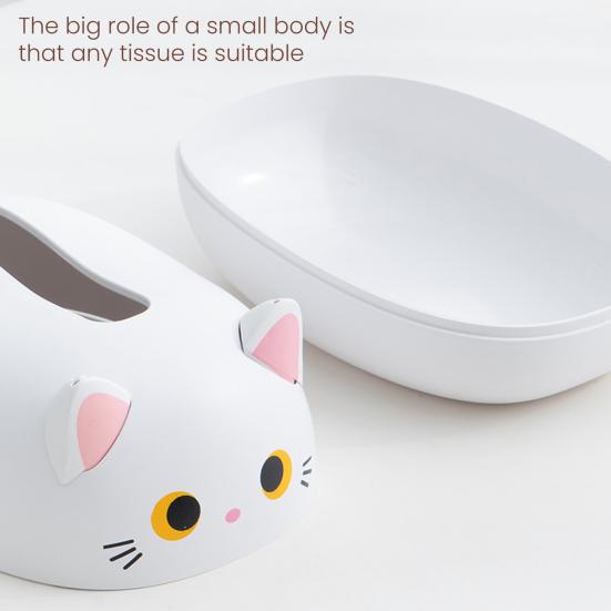 Tissue Dispenser Cute Cat Shaped Paper Holder Large Capacity Wide-Mouth Design Multi-Functional Storage Box