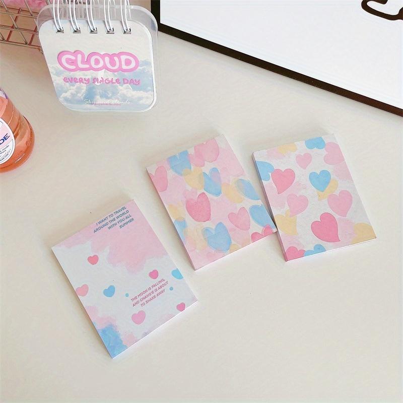 3sets (150sheets) Colorful Love Series Cute Korean Version of Note Paper, Can Tear Non-sticky Note, Student Note Paper, Ledger Decoration Materials