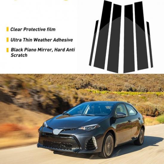 

6x Glossy Posts Pillar Door Trim Cover Fit Stickers Corolla Kit 2014-2018 Toyota