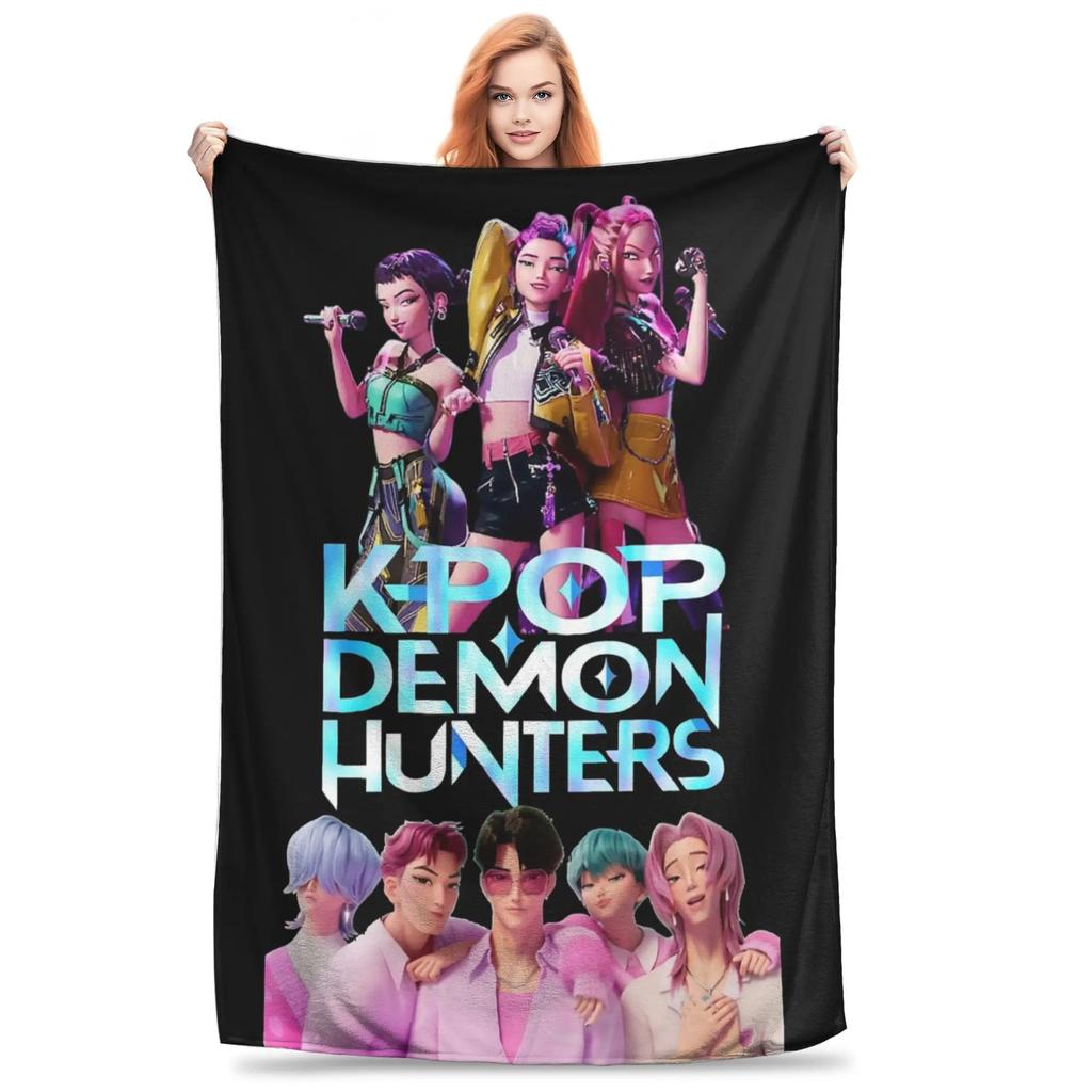 Hunt-rix & s-aja boys Flannel Blanket K-pop De-mon Hunters Vintage Throw Blankets for Bed Sofa Couch 200x150cm Bedspreads