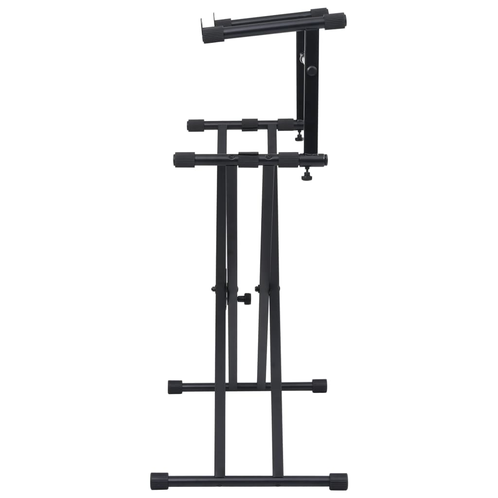 Double Braced Keyboard Stand with X Frame Black