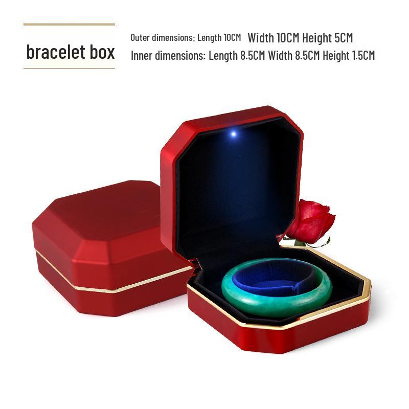LED Light Lacquer Jewelry Box for Pendants, Bracelets, Rings, Charms, Bangles, Diamonds, Necklaces, and Couple Rings.